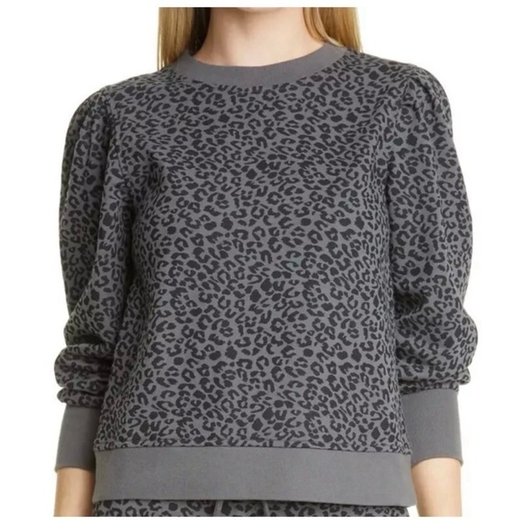 NEW RAILS Grey Marcie Cheetah Print Cotton Blend Sweatshirt - Picture 1 of 1